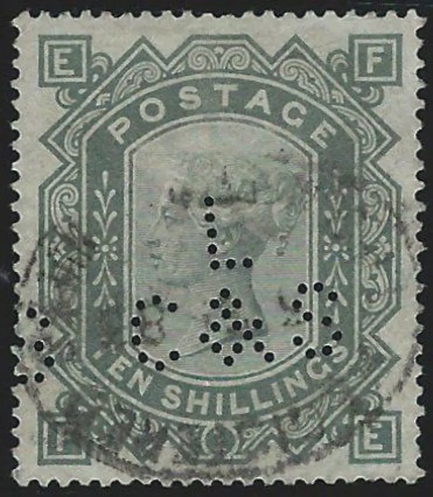 1867 10/- grey green QV with anchor wmk on white ... Image 1++