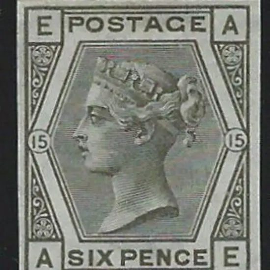 1876 6d grey QV, Plate 15 imperforate Imprimatur ...