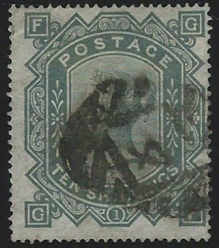 1878 10/- greenish grey QV. Used with heavy ... Image 1++