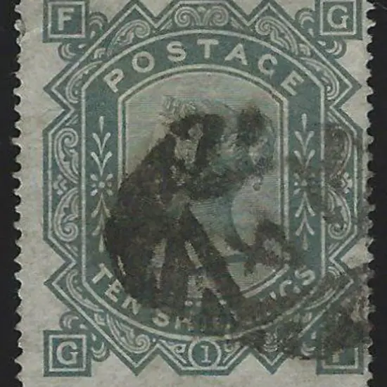 1878 10/- greenish grey QV. Used with heavy ...
