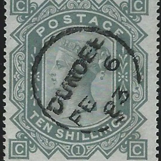 1878 10/- greenish-grey QV. Fine used by crisp ...
