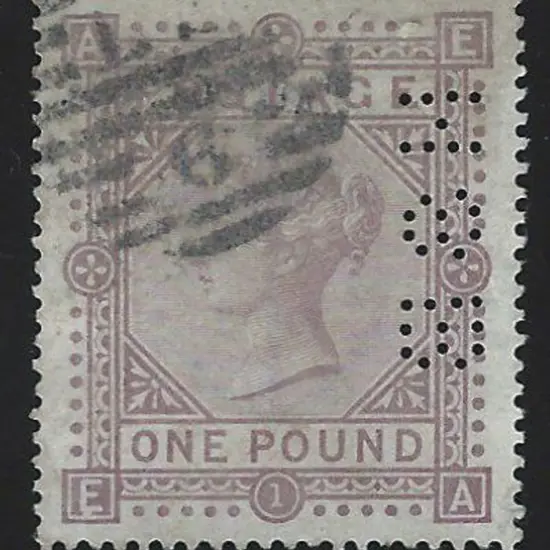 1882 £1 brown-lilac QV, Plate 1, with Anchor wmk. ...