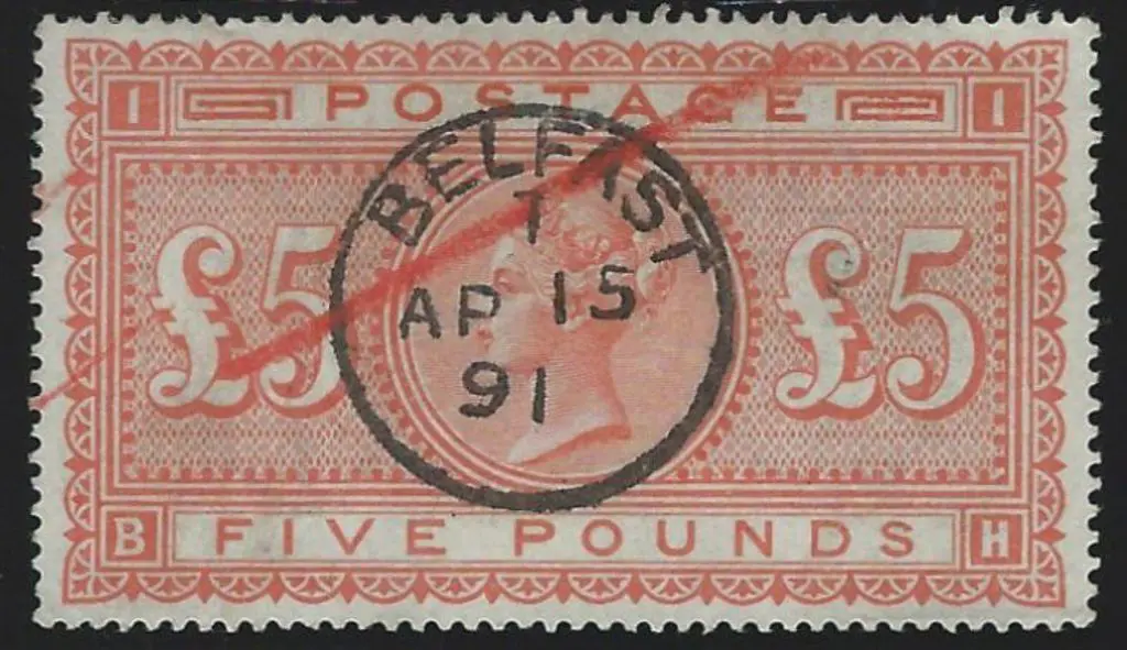 1882 £5 orange on white paper. F/U by crisp, ... Image 1++