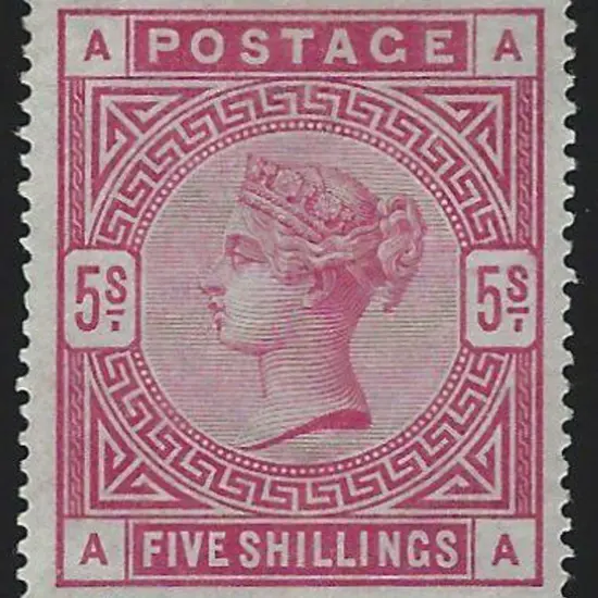 1883 5/- rose QV on white paper. Fresh MLH. ...