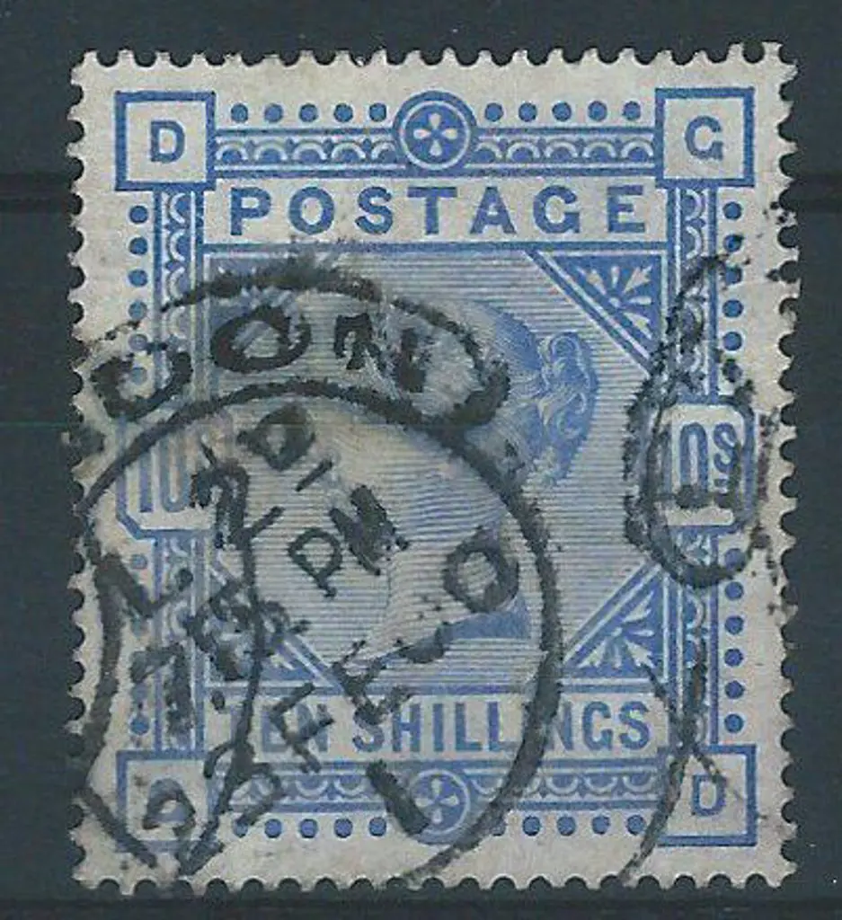 1883 10/- ultramarine. Fine used with bold hooded ... Image 1++
