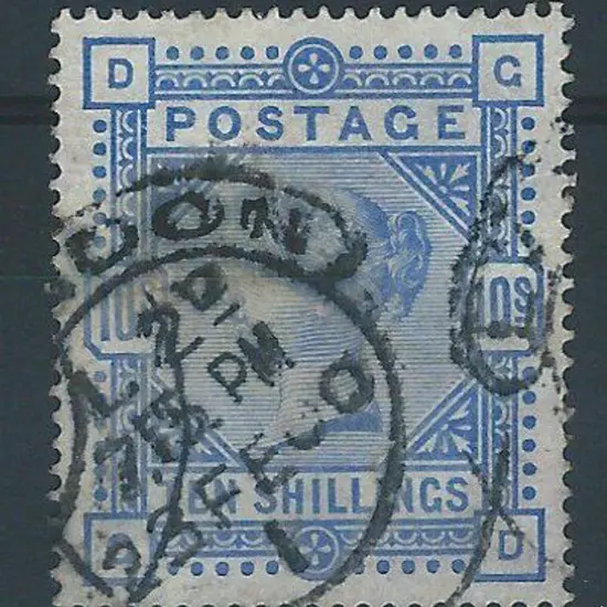 1883 10/- ultramarine. Fine used with bold hooded ...