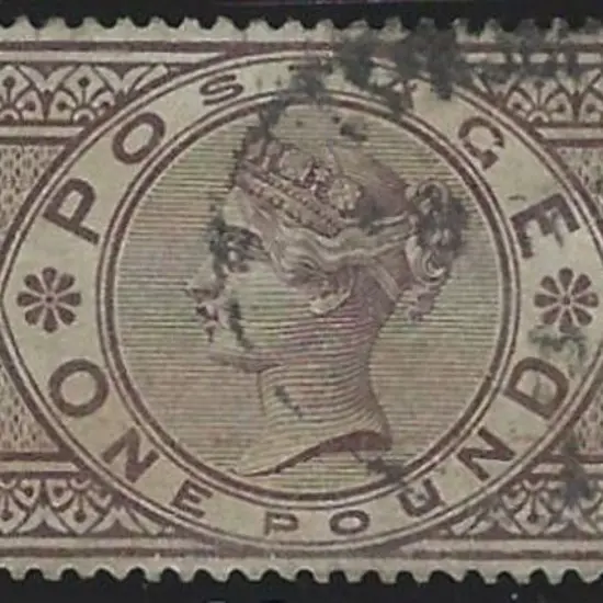 1884 £1 brown-lilac QV with Crowns wmk. Good to ...