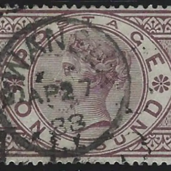 1888 £1 brown-lilac QV Three Orbs wmk. Good to ...