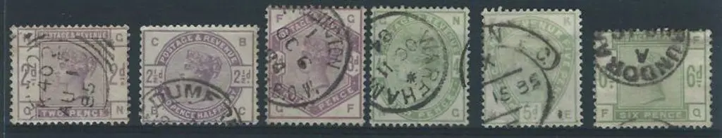1883 2d, 2½d, 3d, 4d, 5d, 6d QV lilac & greens ... Image 1++