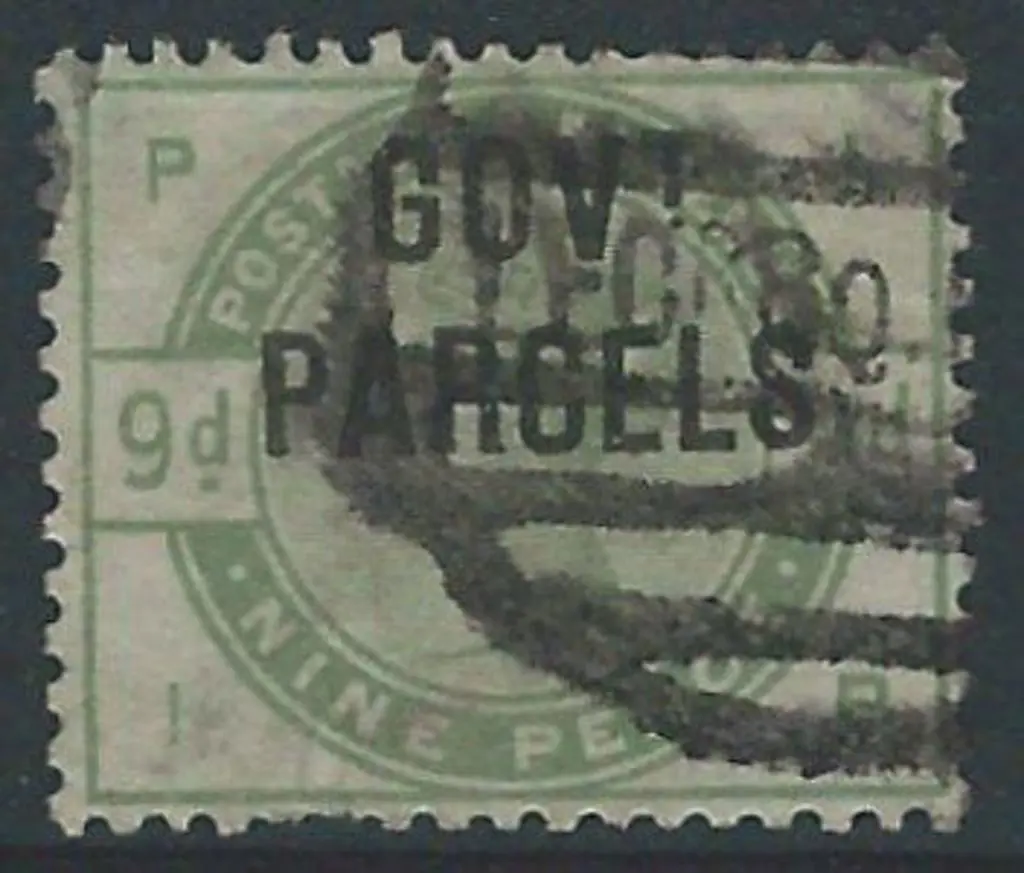 1883 9d dull green "GOVT PARCELS" ovpt. Couple of ... Image 1++
