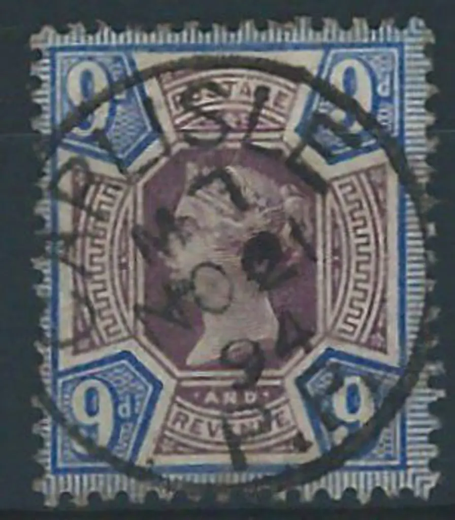 1897 9d dull purple & blue with a cracking ... Image 1++