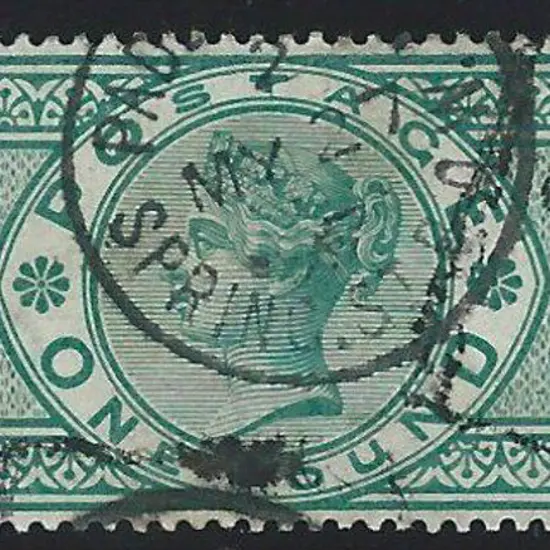 1891 £1 green QV. Good used with part Spring St ...