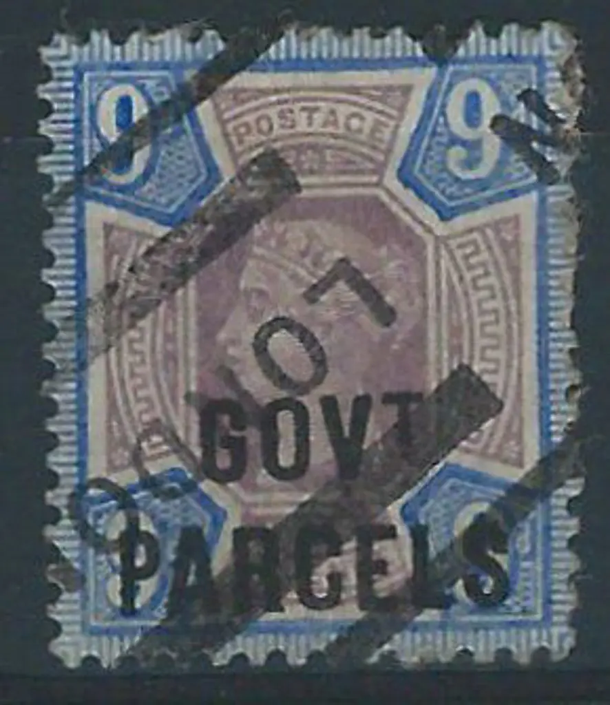 1888 9d dull purple & blue QV ovpt GOVT PARCELS. ... Image 1++