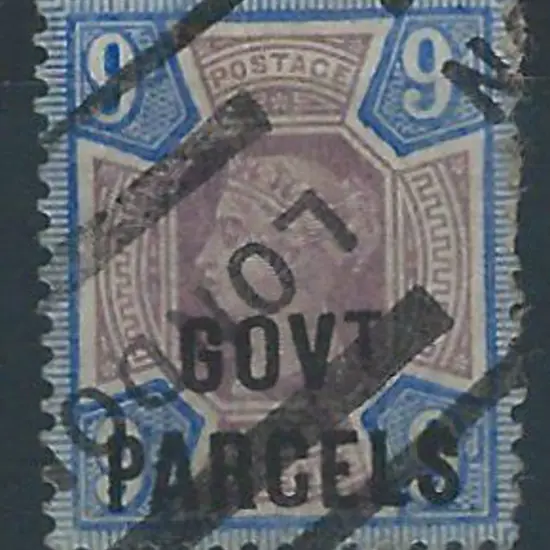 1888 9d dull purple & blue QV ovpt GOVT PARCELS. ...