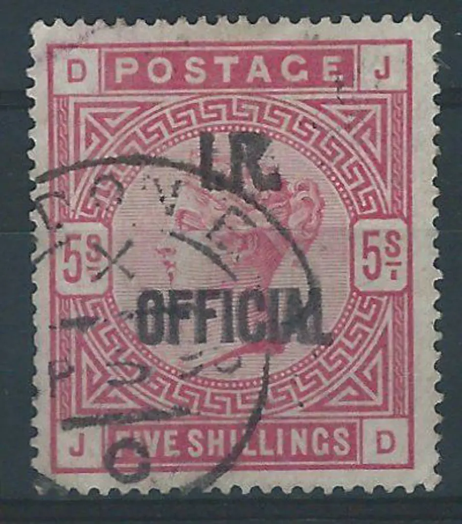1890 5/- rose QV ovptd "I.R. OFFICIAL" fine used ... Image 1++