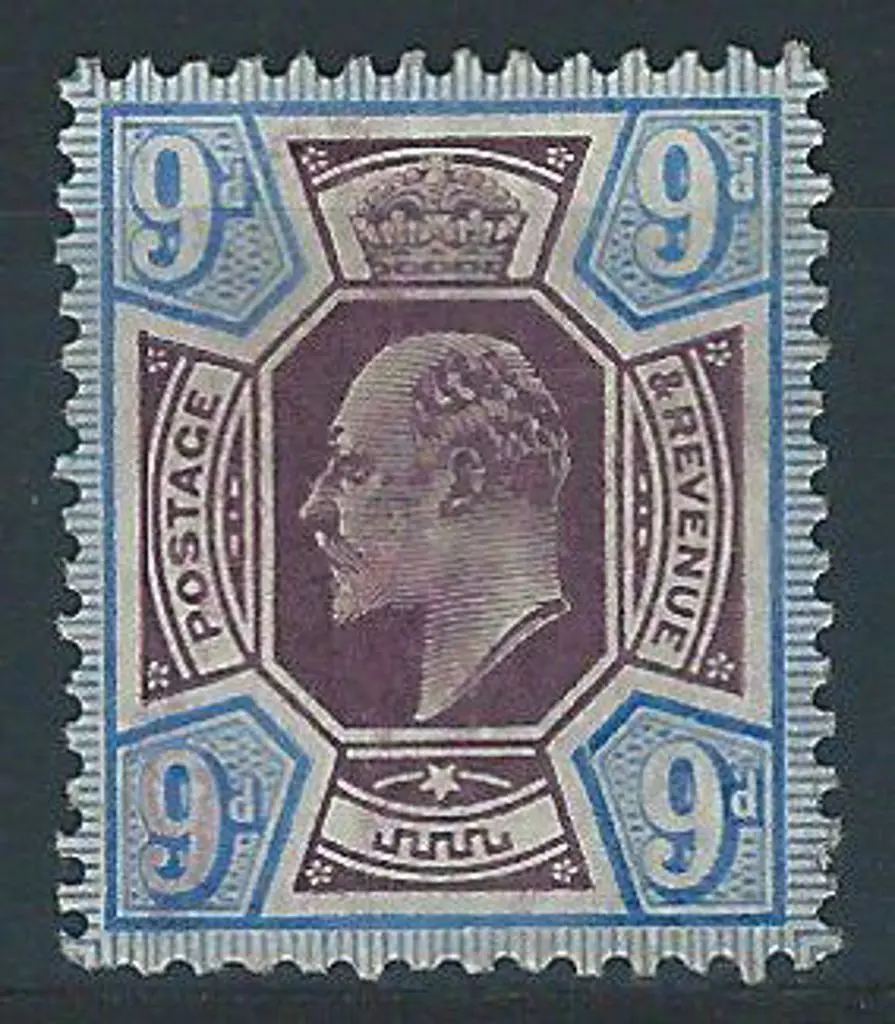 1905 9d dull purple & ultramarine on chalk ... Image 1++