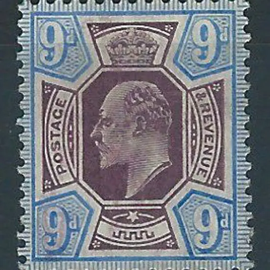 1905 9d dull purple & ultramarine on chalk ...