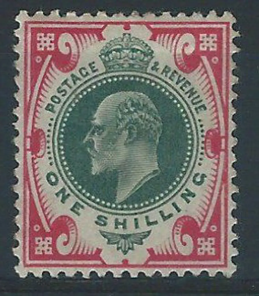 1905 1/- dull green & carmine on chalk surfaced ... Image 1++