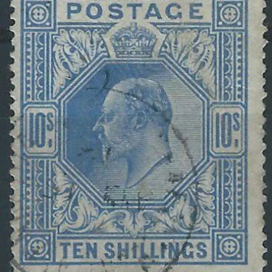 1902 10/- ultramarine KEVII with light cds. Nice ...