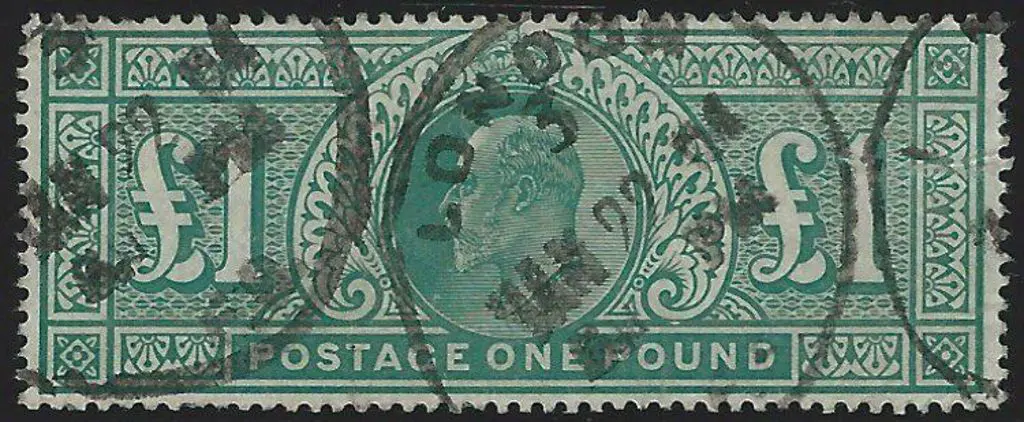 1902 £1 dull blue-green KEVII good used with 1904 ... Image 1++