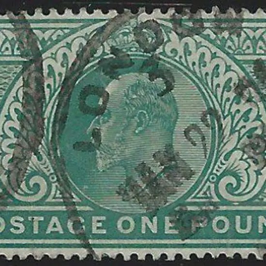 1902 £1 dull blue-green KEVII good used with 1904 ...