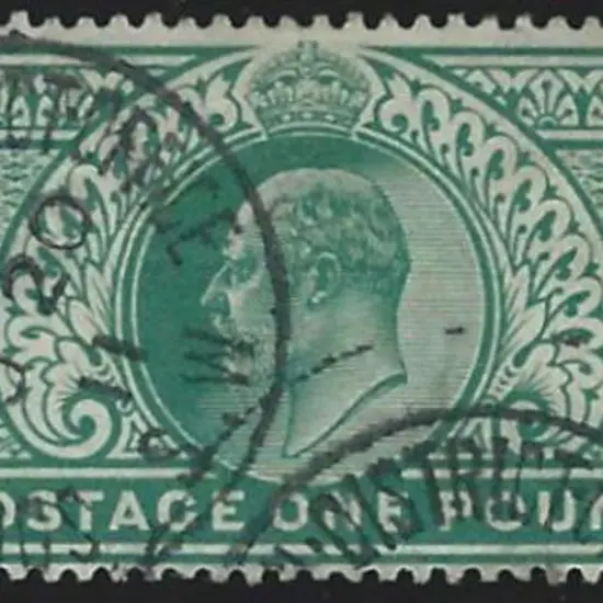 1902 £1 dull blue-green KEVII fine used with a ...