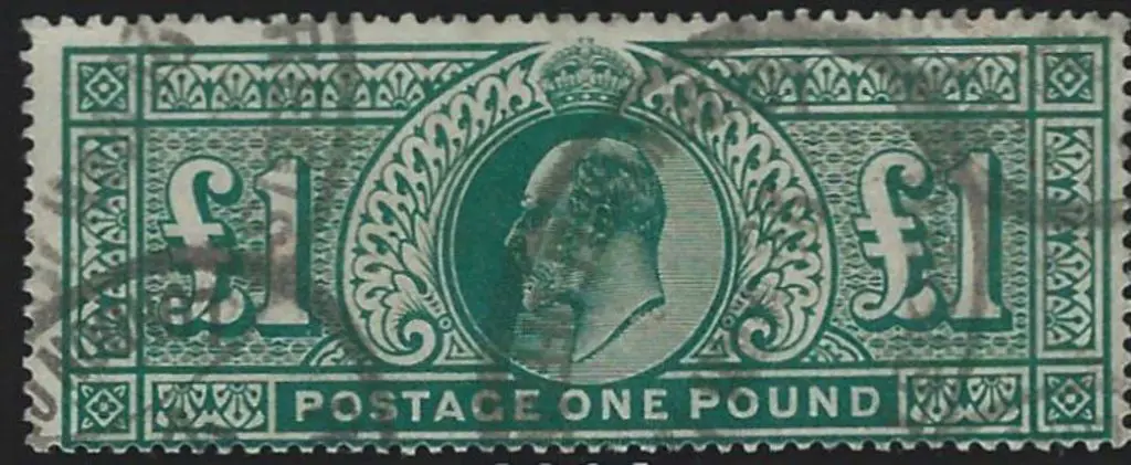 1911 £1 deep green KEVII with multiple Reg pmks. ... Image 1++