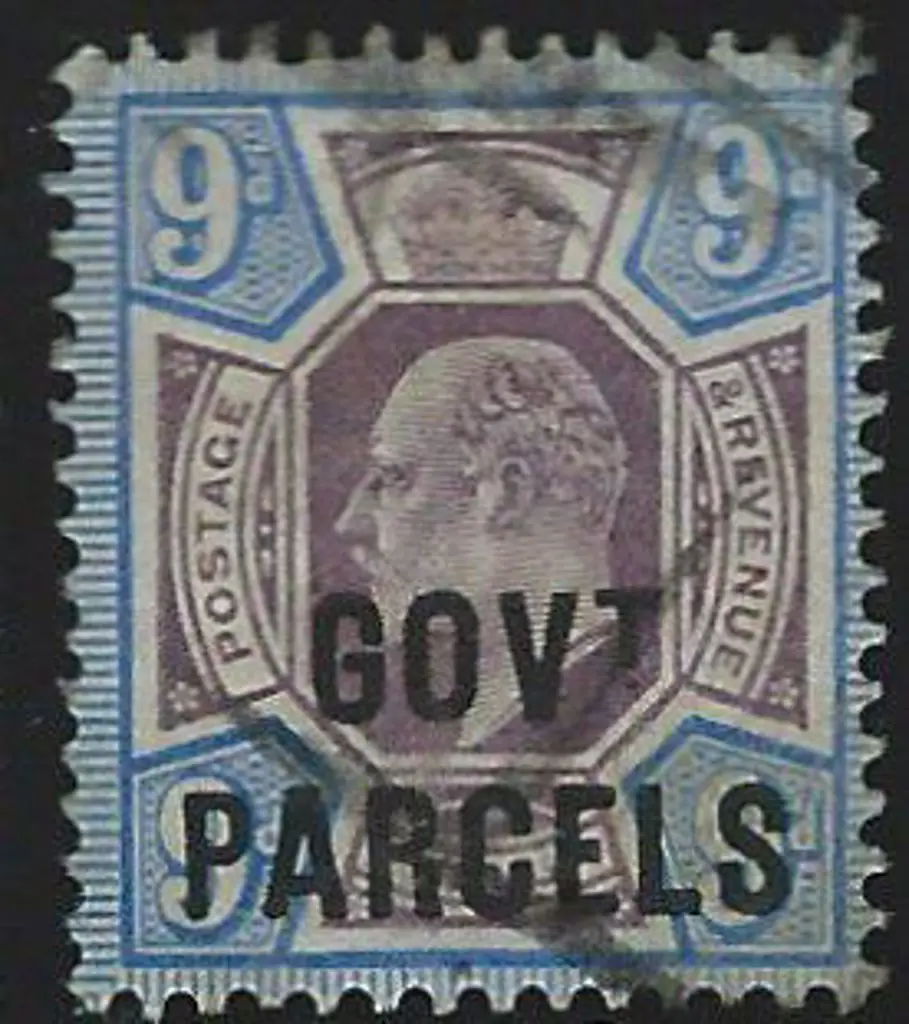 1902 9d dull purple & blue ovpt GOVT PARCELS. ... Image 1++