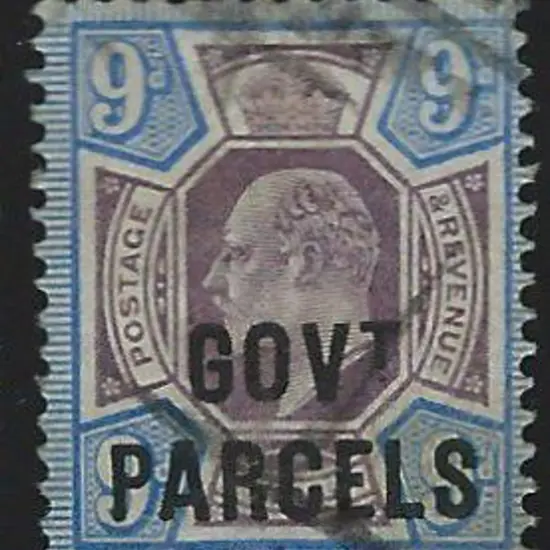 1902 9d dull purple & blue ovpt GOVT PARCELS. ...