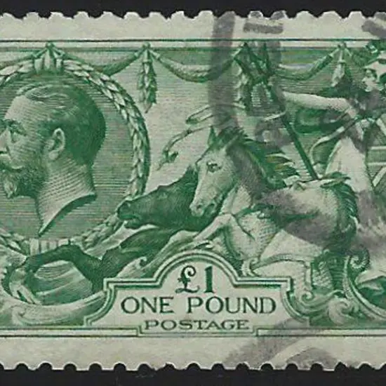 1913 £1 green Seahorse good to fine used by part ...