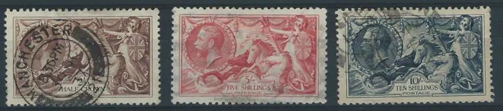 1934 Re-engraved Seahorses set used, the 2/6d with ... Image 1++