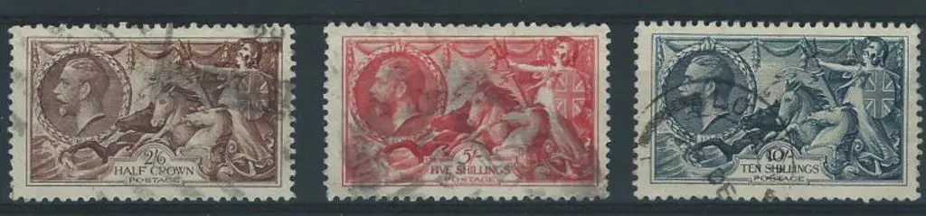 1934 Re-engraved Seahorses set of 3 to 10/-. 2/6d ... Image 1++