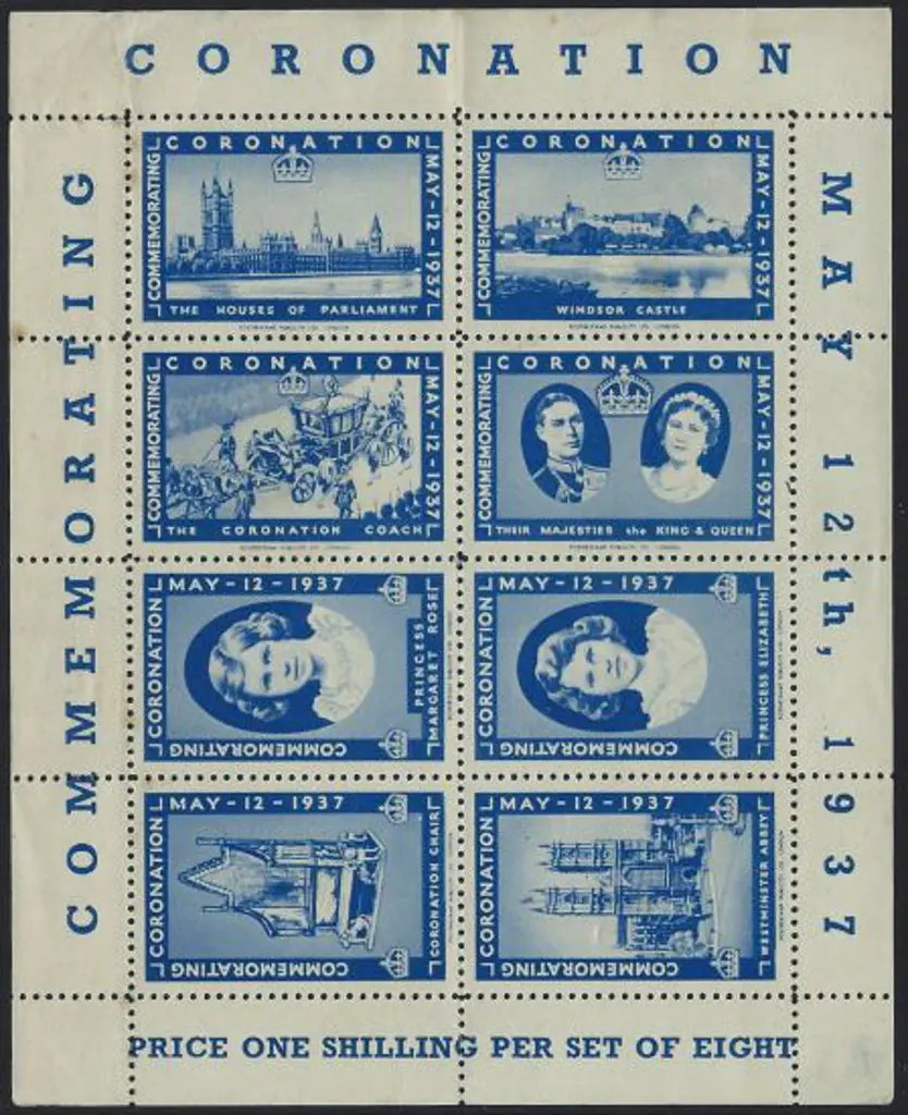 1937 Coronation cinderella sheetlet of 8. Produced ... Image 1++