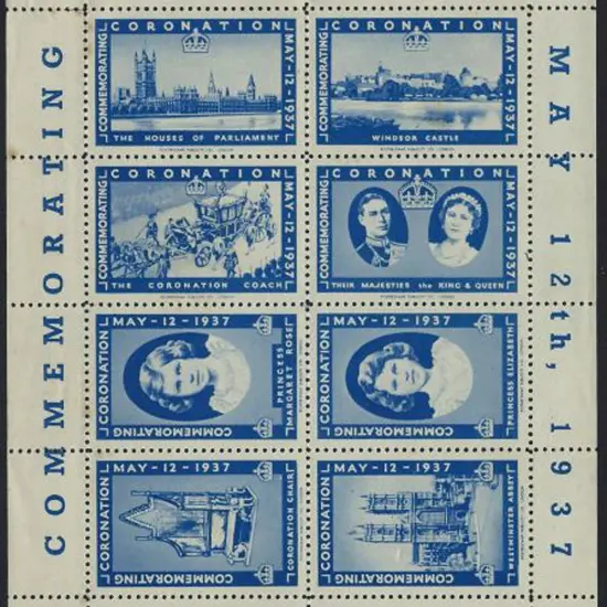 1937 Coronation cinderella sheetlet of 8. Produced ...