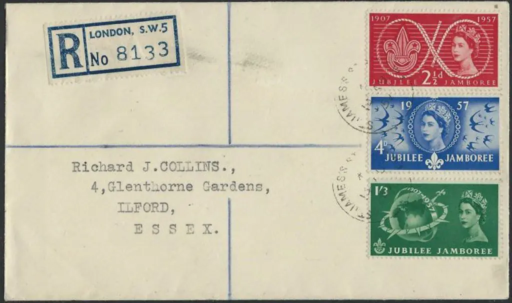 1957 (1st Aug) Scout Jamboree set of 3 on ... Image 1++