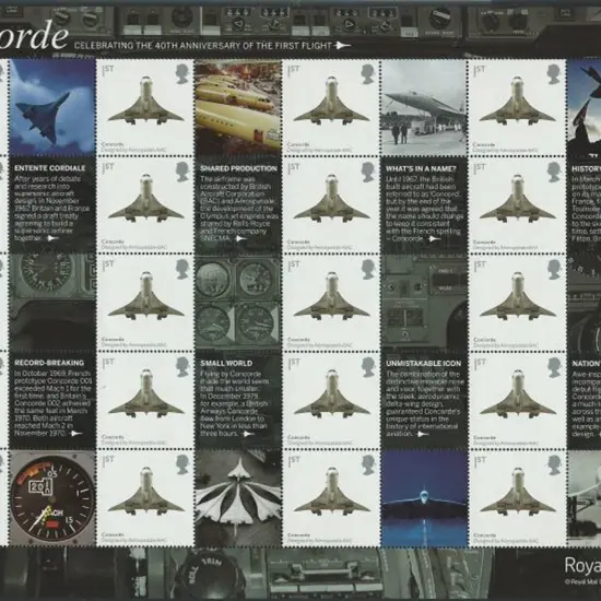 2009 40th Anniv of Concorde Smilers sheet of 20. ...