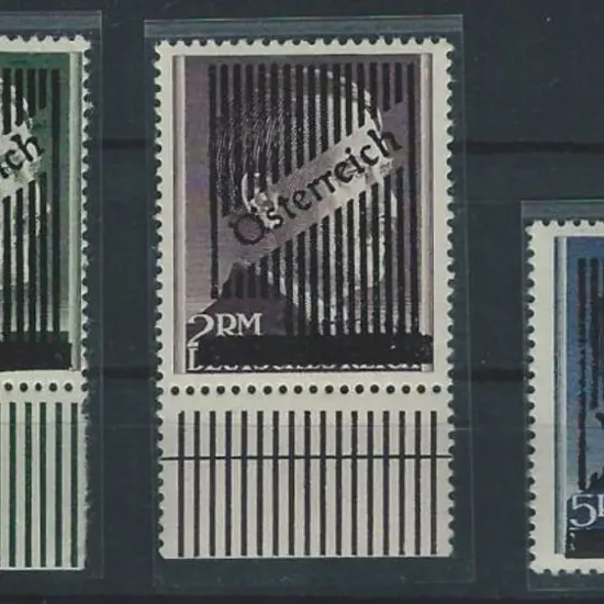 Austria 1945 1, 2 & 3Rm Hitler heads with bars & ...