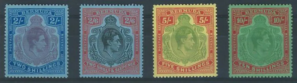 Bermuda 1938/53 2/-, 5/- & 10/- all perf 13 & MLH. ... Image 1++