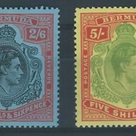 Bermuda 1938/53 2/-, 5/- & 10/- all perf 13 & MLH. ...