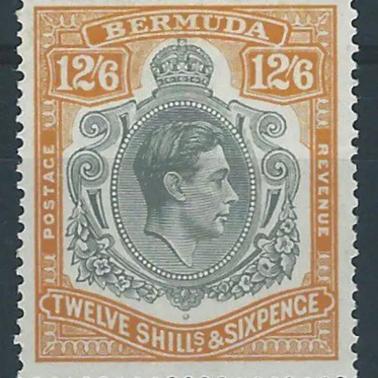 Bermuda 1938/53 12/6d grey & brownish orange, perf ...