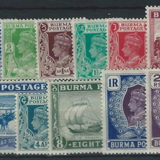 Burma 1938/40 KGVI defins to 5r. Fresh MLH. SG ...