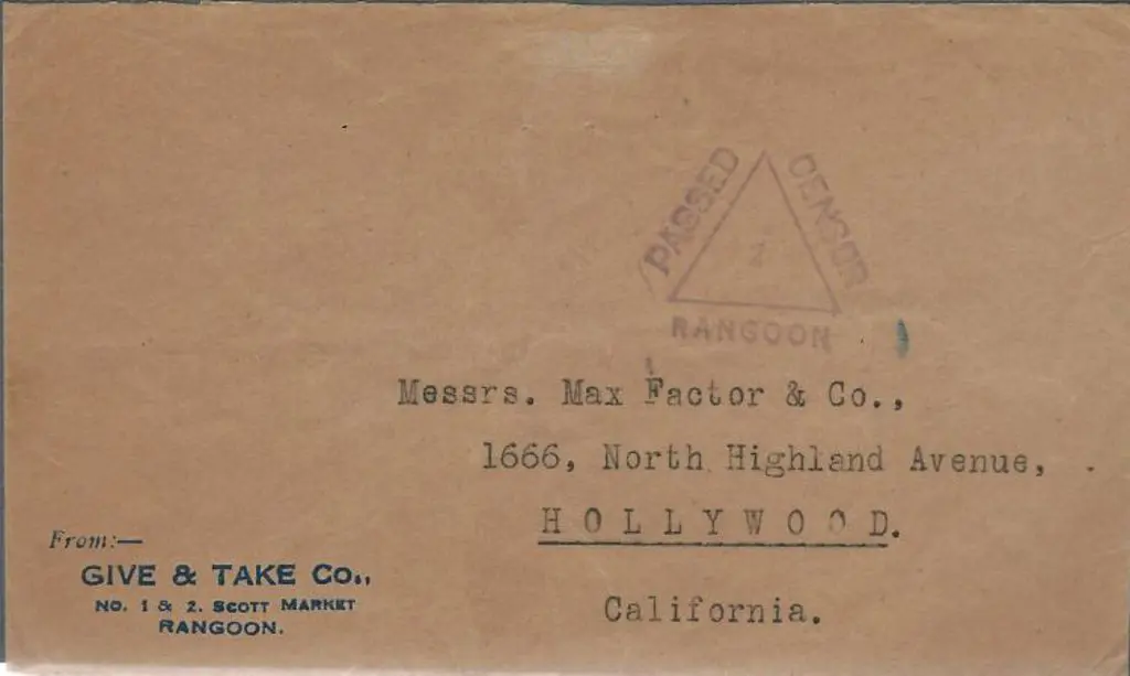 Burma 1941 (8th Feb) Censor cover to California ... Image 1++