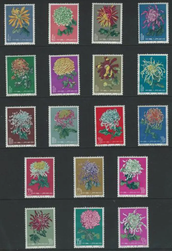 China 1960 Chrysanthemums set of 18 MUH but one ... Image 1++