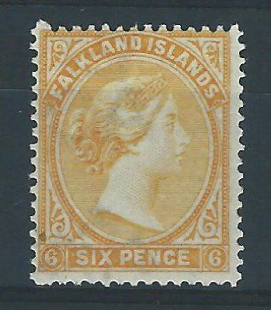 Falkland Islands 1891 6d orange-yellow QV. MLH ... Image 1++