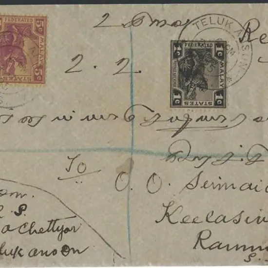 Fed Malay States 1925 (24th July) regd cover to ...