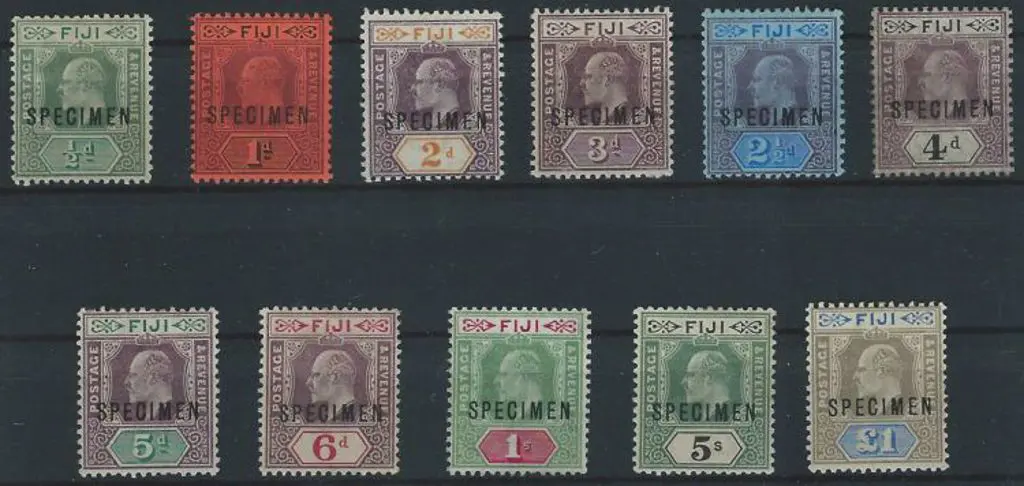 Fiji 1903 KEVII set to £1 ovptd "SPECIMEN".  MLH ... Image 1++