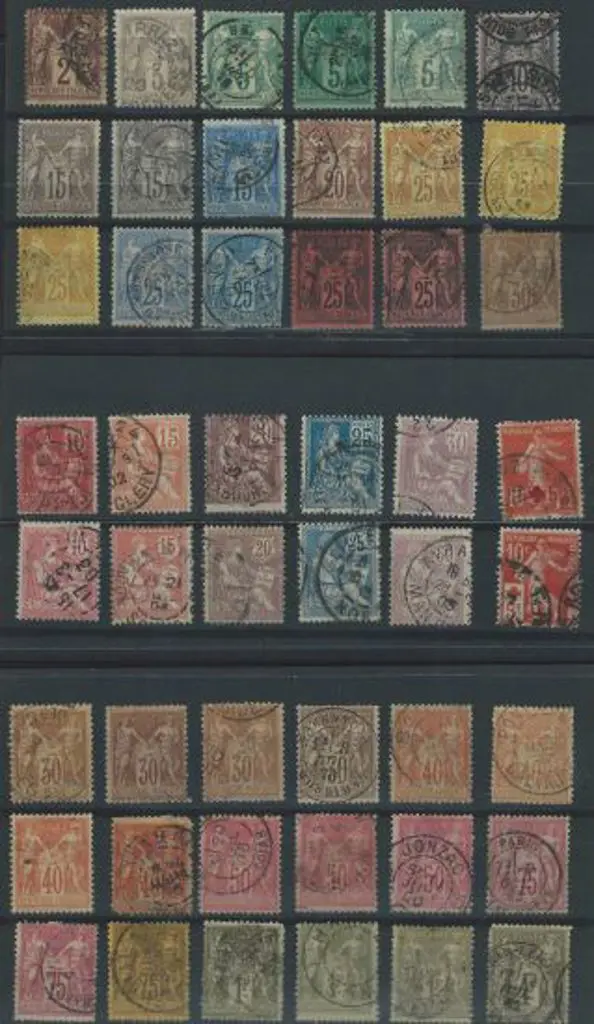 France 1877 Peace & Commerce used range to 1f (36) ... Image 1++