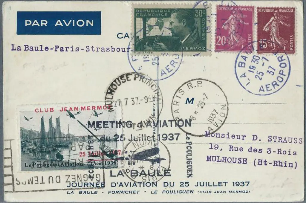 France 1937 (25 July) "La Baule Aeroport" cds's ... Image 1++