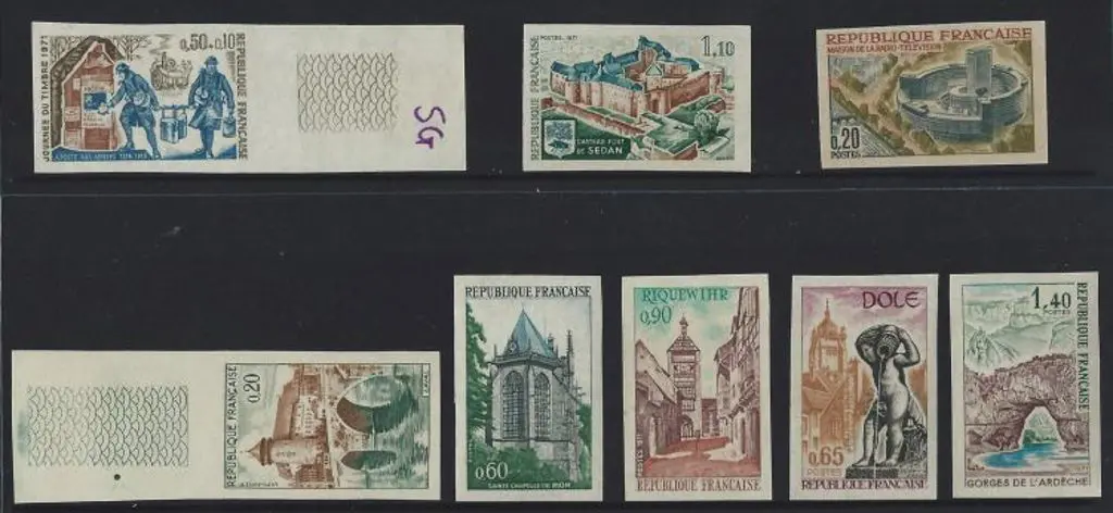 France 1971 Tourism (5), Stamp Day & 2 earlier ... Image 1++