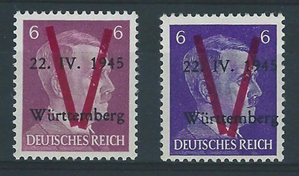 Germany-Saulgau (Wurttemberg) 1945 6pf local "V" ... Image 1++